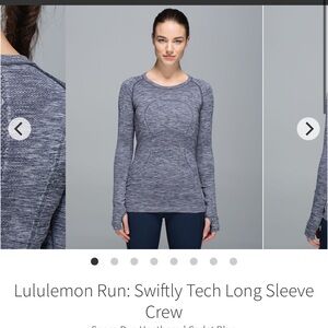 Lululemon, Swiftly Tech Long Sleeve Crew
Space Dye Heathered Cadet Blue, size 12